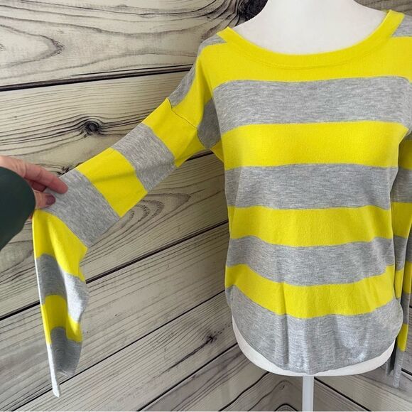 Express Yellow & Grey Striped Lightweight Sweater - Picture 3 of 6